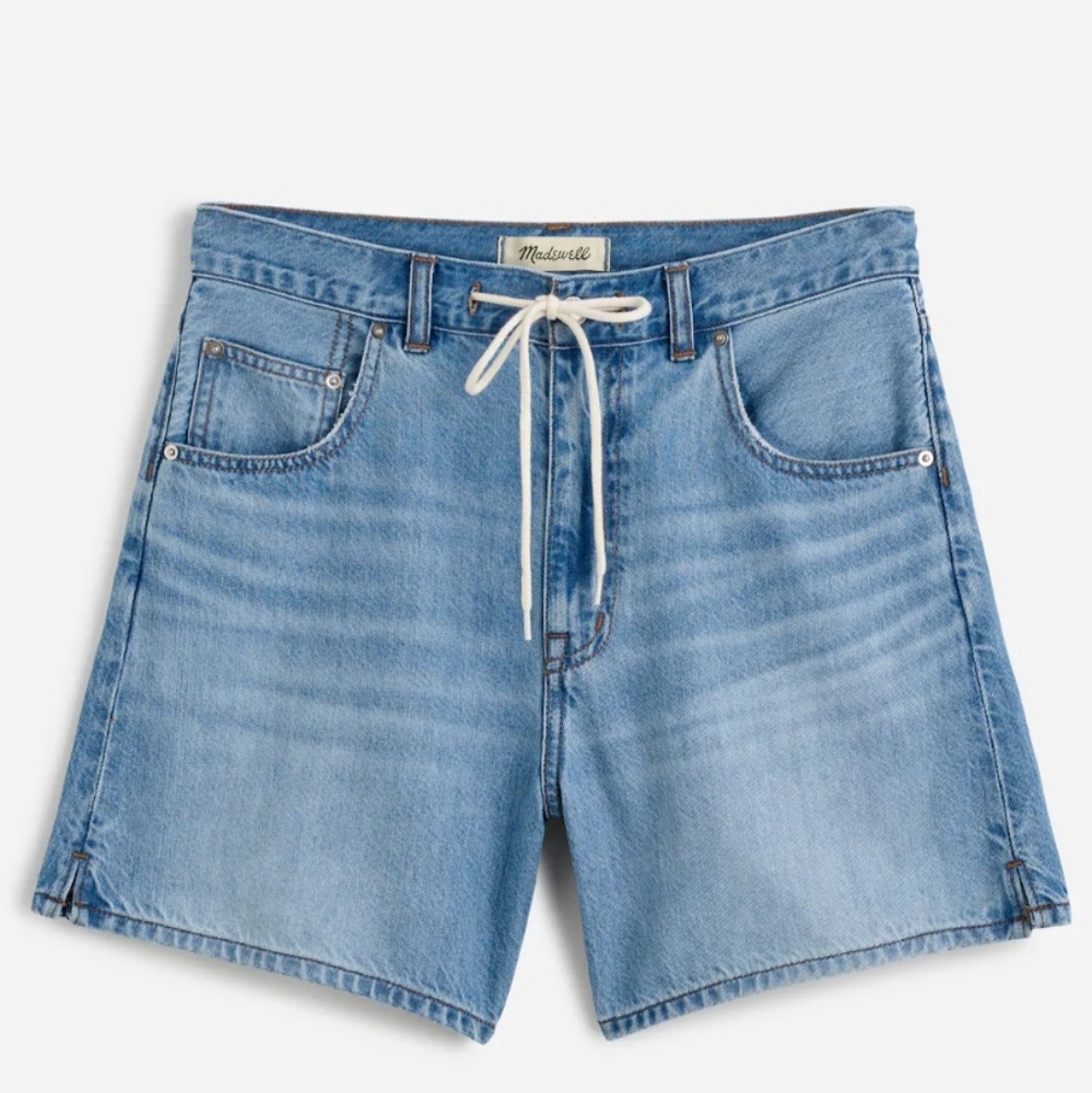 Madewell Light Blue Jean Shorts with Drawstring